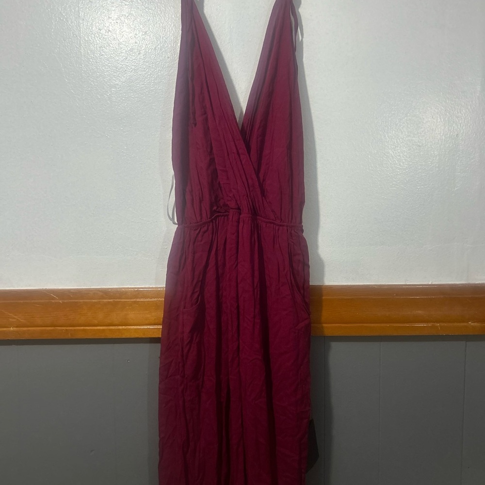 Lulu's Deep Wine Sleeveless Pant romper NWT XL